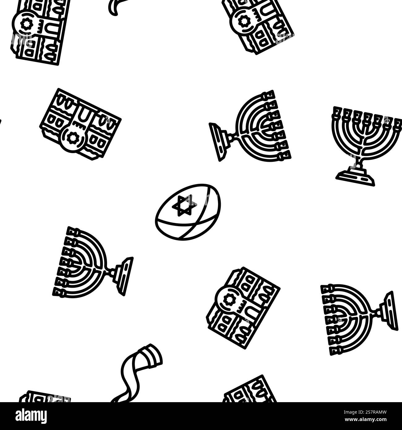 judaismus Religion jüdischer Vektor nahtlose Muster dünne Linie Illustration. judentum Religion jüdischer Vektor nahtloses Muster Stock Vektor