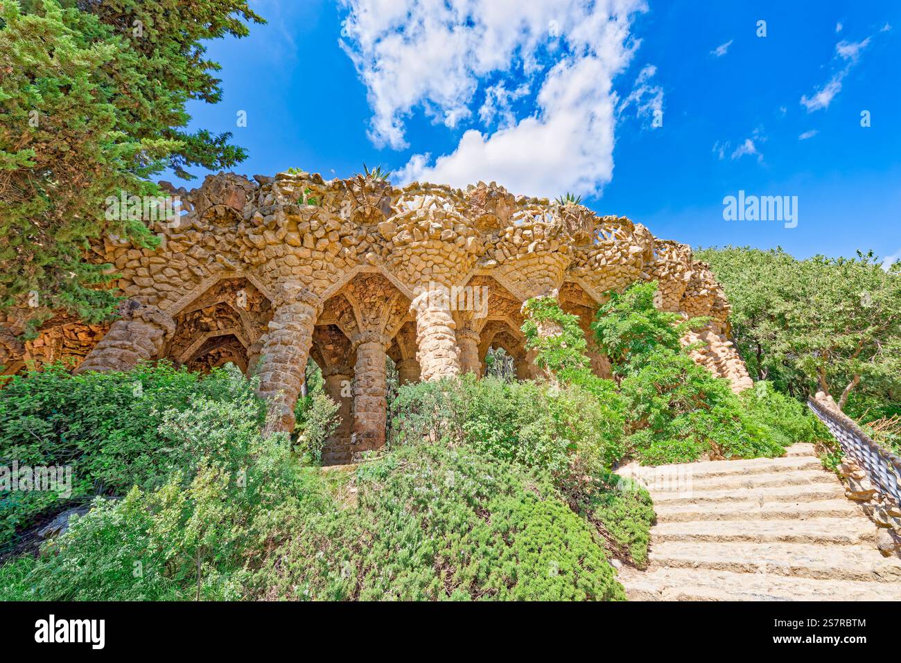 Barcelona. Wunderschöner und fantastischer Park Guel. Spanien. Stockfoto