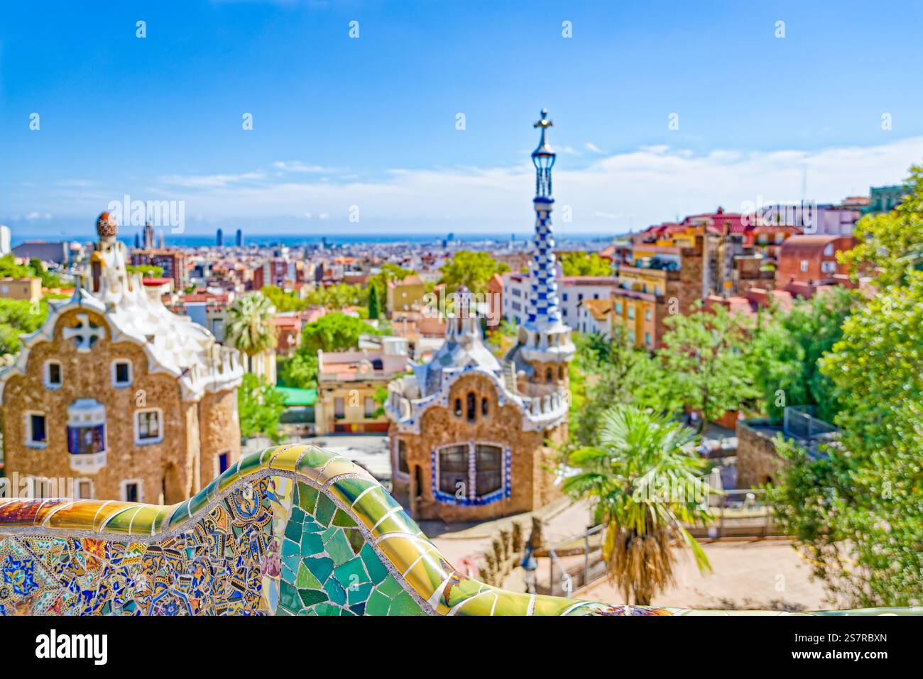 Barcelona. Wunderschöner und fantastischer Park Guel. Spanien. Stockfoto