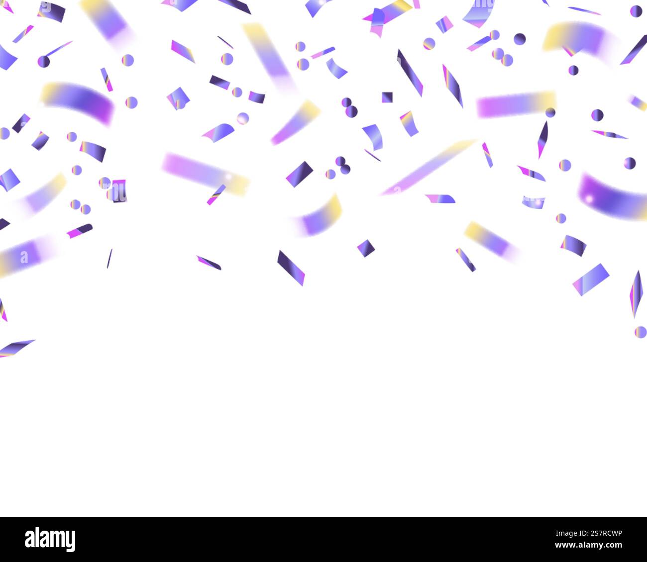 Fallende Konfetti-Holographie. Lametta mit irisierender realistischer Textur, Glitzerfolie Hologrammstücke, weihnachtsbannerhintergrund, Poster und Grußkartenrahmen. Vektor auf weißer Illustration isoliert. Fallende Konfetti-Holographie. Lametta mit irisierender realistischer Textur, Glitzerfolie Hologrammstücke, weihnachtsbannerhintergrund, Poster und Kartenrahmen. Vektor auf weißer Illustration isoliert Stock Vektor