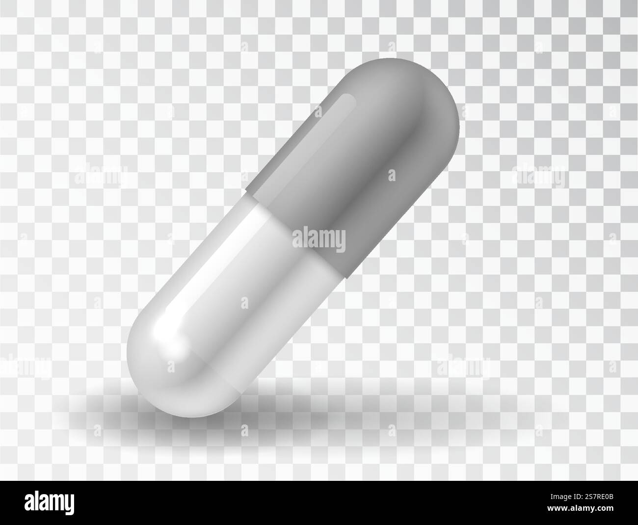 Kapselpille mit Schatten isoliert auf transparentem Hintergrund. Vektor realistische Vorlage Pillen Kapseln. Kapselpille mit Schatten isoliert auf transparentem Hintergrund. Vektor realistische Vorlage Pillen Kapseln. Stock Vektor