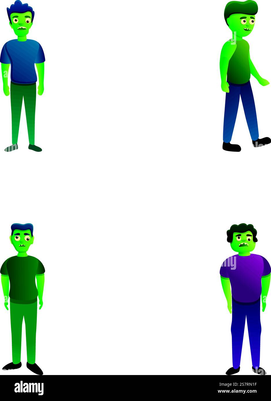 Zombie-Symbole setzen Cartoon-Vektor. Lustige Zombie-Figur. Monster, Cartoon-Charakter. Zombie-Symbole setzen Cartoon-Vektor. Lustige Zombie-Figur Stock Vektor