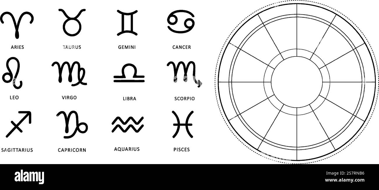 Sternzeichen isoliert auf weißem Hintergrund. Sternzeichen mit dunkler Linie. Astrologische Kalendersammlung, Horoskopkonstellationsvektorillustration. Sternzeichen isoliert auf weißem Hintergrund. Sternzeichen mit dunkler Linie. Astrologische Kalendersammlung, Horoskopkonstellationsvektorillustration Stock Vektor