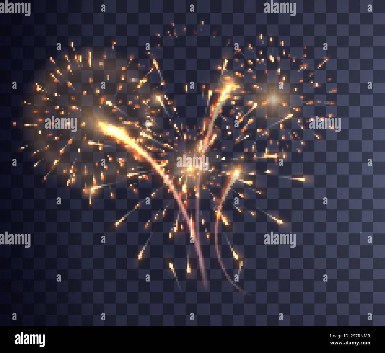 Feuerwerksexplosion auf transparentem Hintergrund. Weihnachtsfeuerwerk auf dunklem Hintergrund. Feuerwerksexplosion auf transparentem Hintergrund. Weihnachtsfeuerwerk auf dunklem Hintergrund Stock Vektor