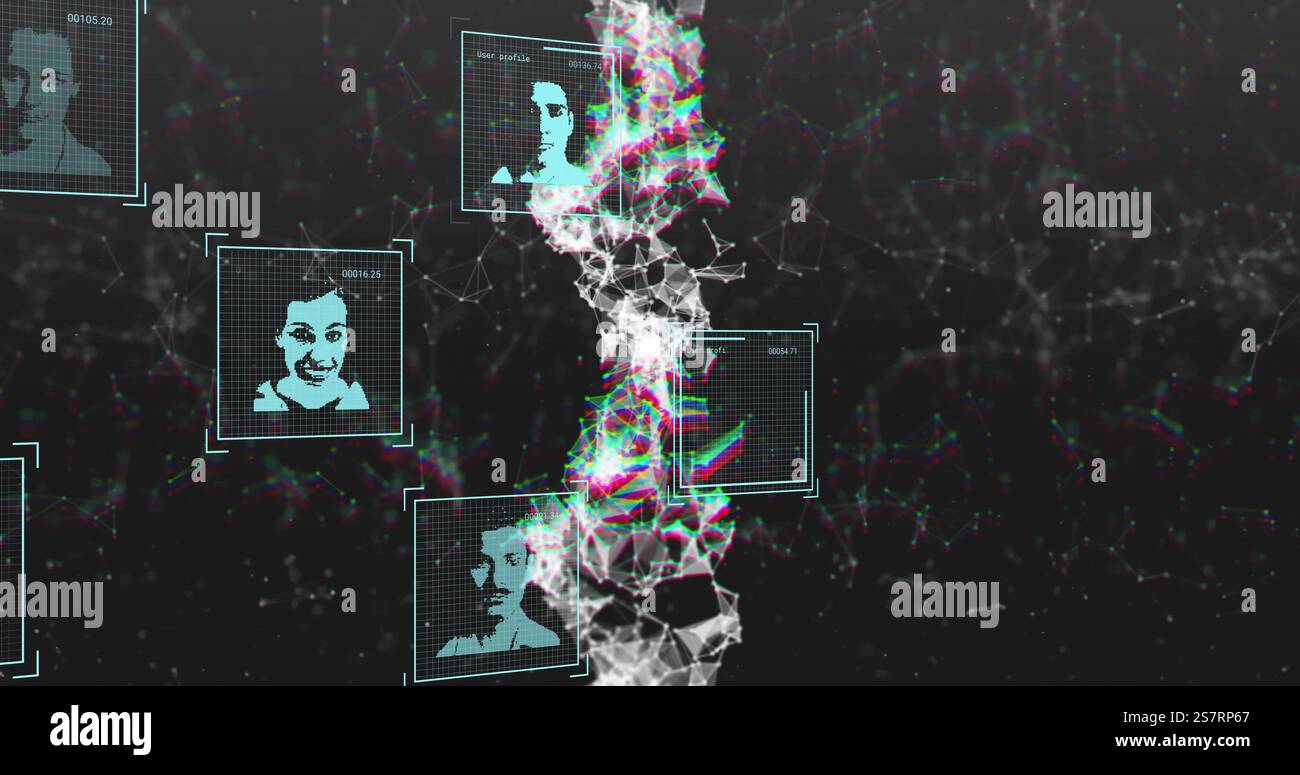 Bild von Menschen-Ikonen über dna-Strang Stockfoto