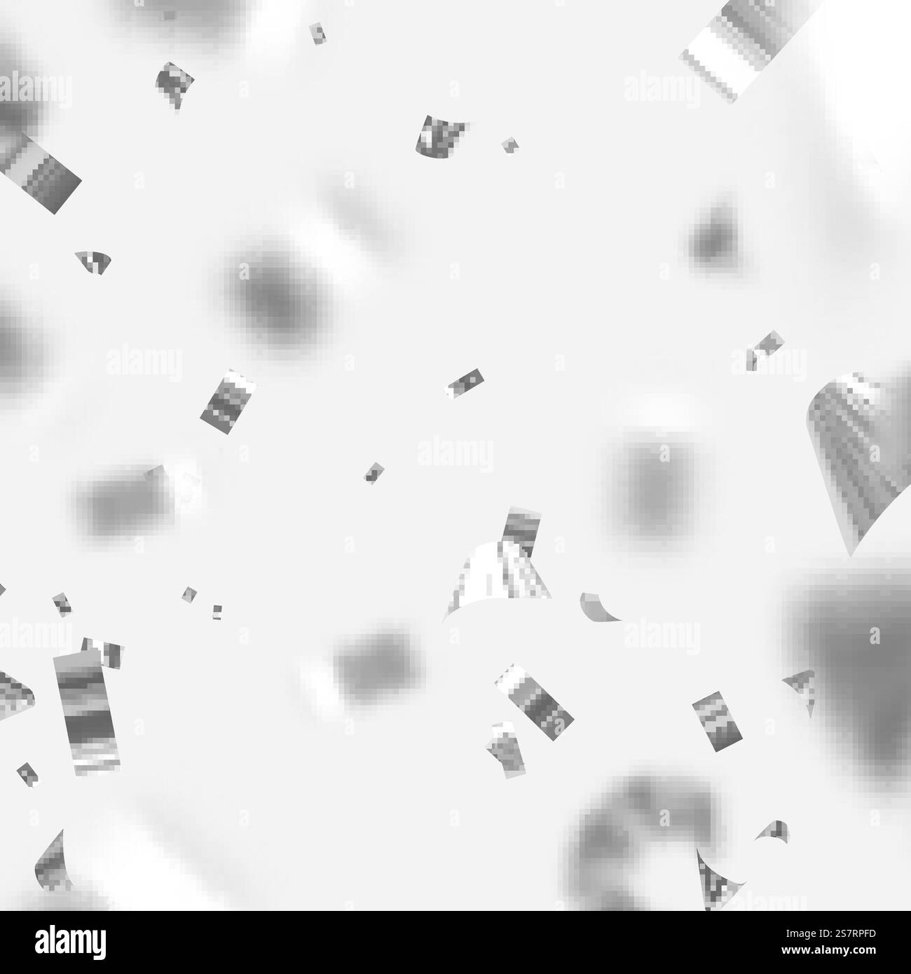 Fallendes silbernes Konfetti isoliert auf weißem Hintergrund. Helles festliches Lametta in weißer Farbe. Vektorabbildung Stock Vektor
