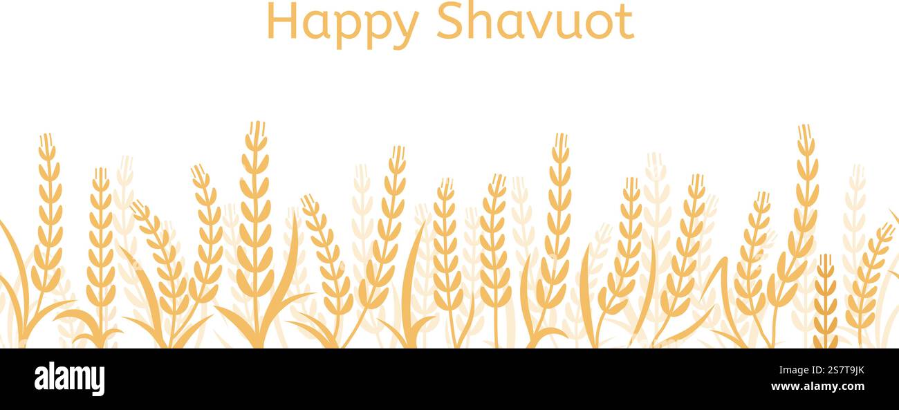 Shavuot Hintergrund mit gelben Weizenohren, Happy Season und festlich. Goldene Gerste isoliert, israel Festival landwirtschaftliche anständige Vektor-Banner der Kornweizen Illustration. Shavuot Hintergrund mit gelben Weizenohren, Happy Season und festlich. Goldene Gerste isoliert, israel Festival landwirtschaftliche anständige Vektorbanner Stock Vektor