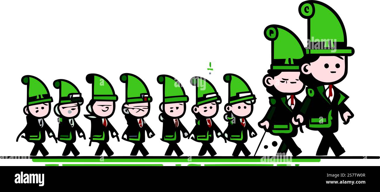 Soldaten marschieren zu einer Militärparade. Vektorillustration im Cartoon-Stil Stock Vektor