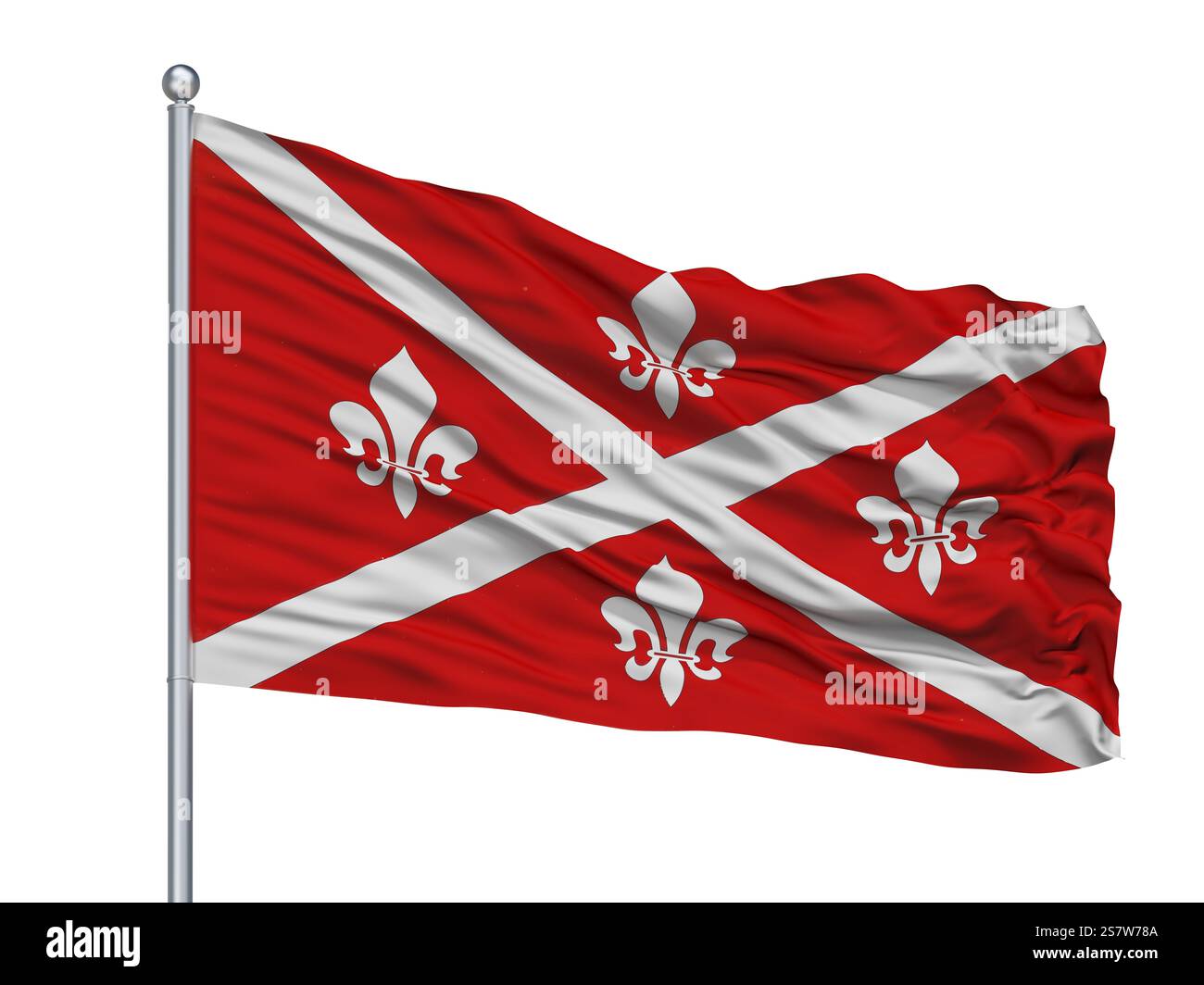 Mexikanischen Federal District City Flagge am Fahnenmast, Land Mexiko, isoliert auf weißem Hintergrund Stockfoto