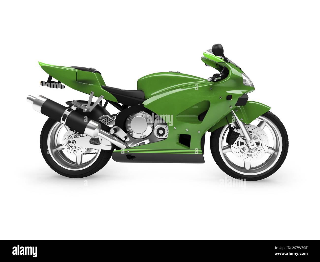 Isoliertes Motorrad auf weißem Hintergrund Stockfoto