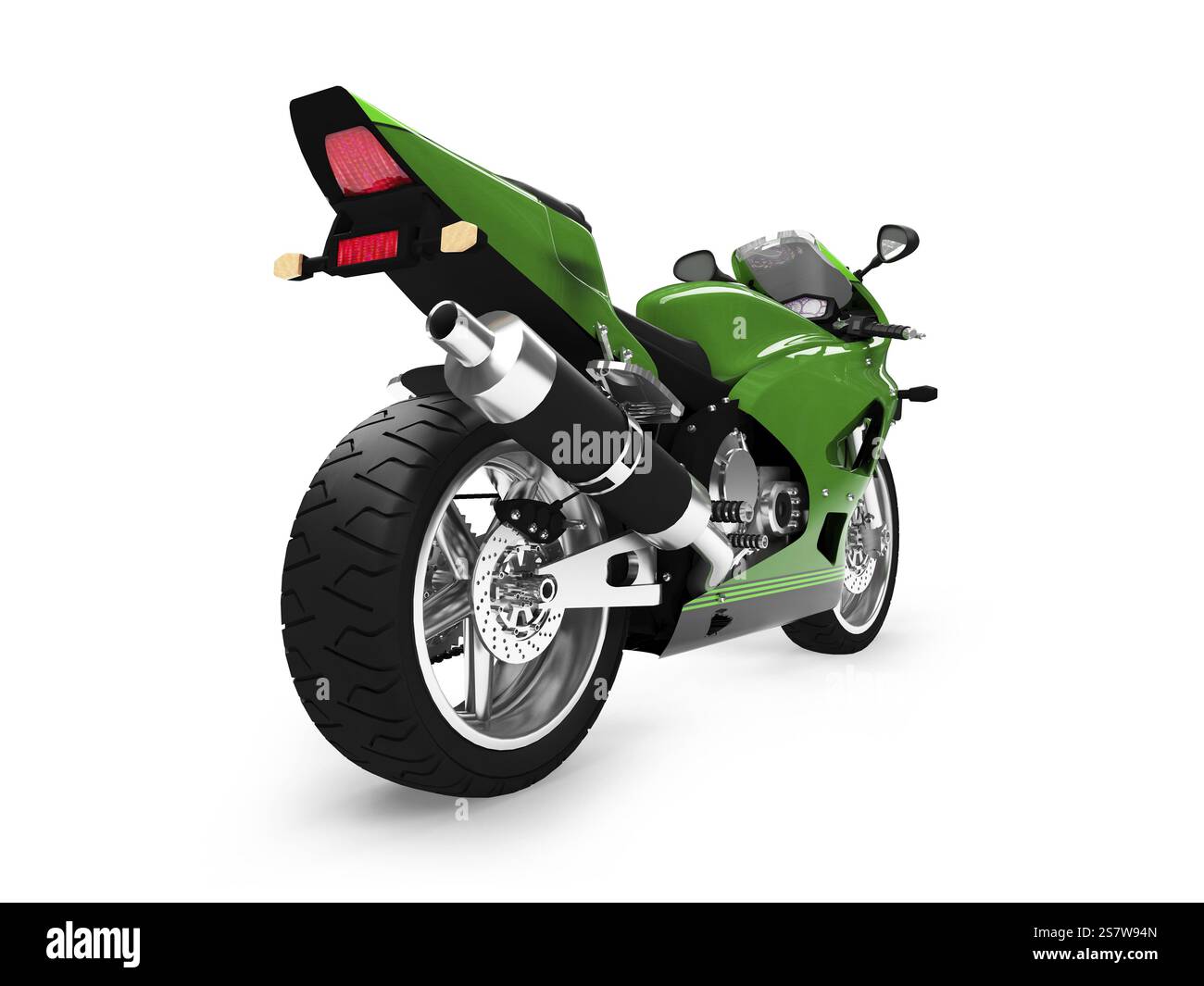 Isoliertes Motorrad auf weißem Hintergrund Stockfoto