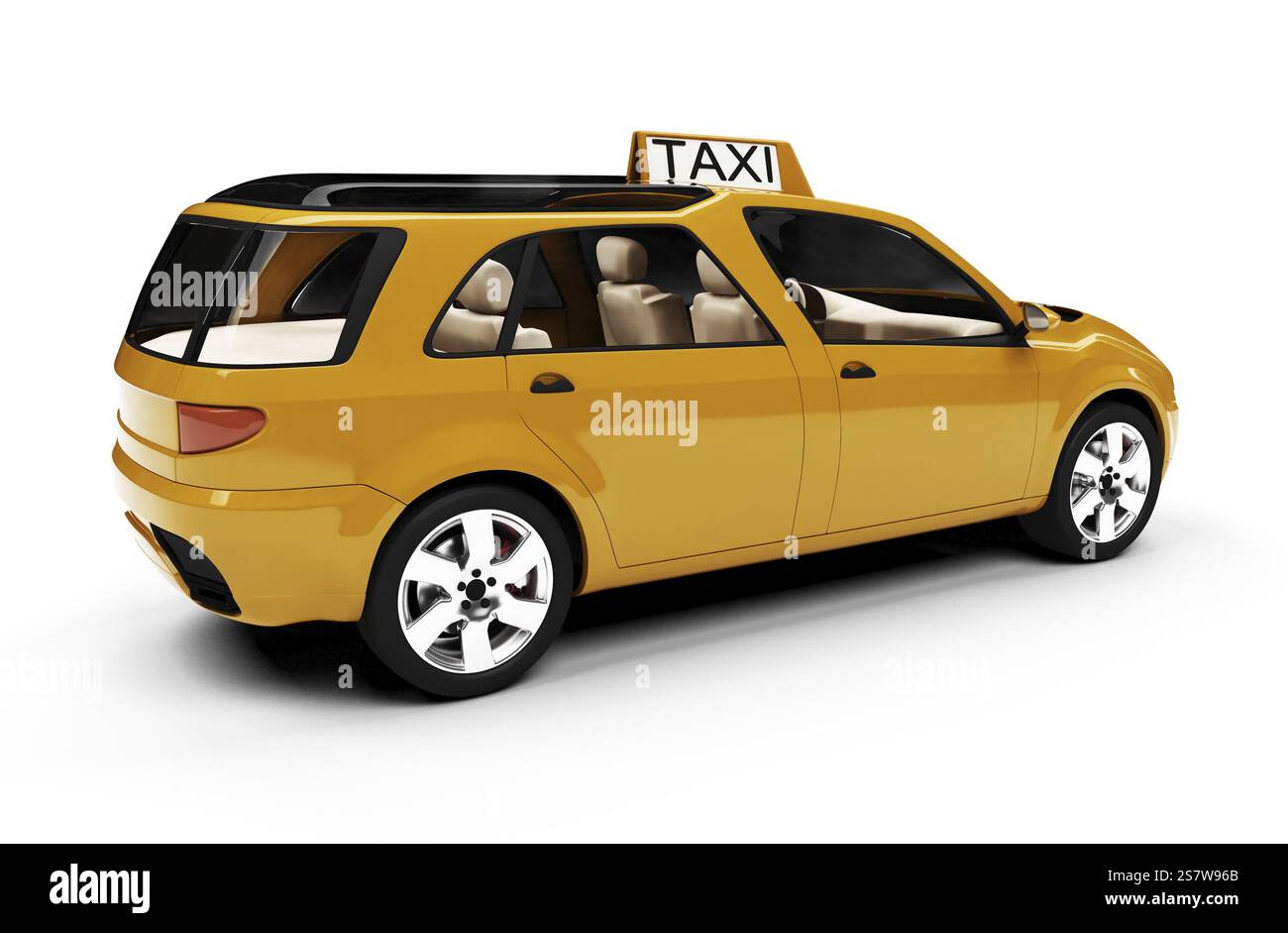 Isoliertes Taxi über weißem Hintergrund Stockfoto