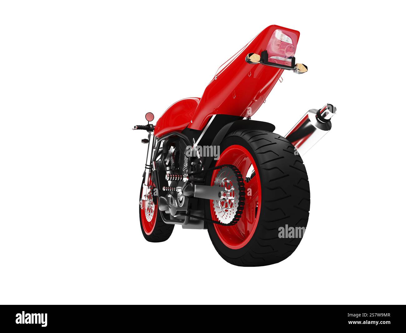 Isoliertes Motorrad auf weißem Hintergrund Stockfoto