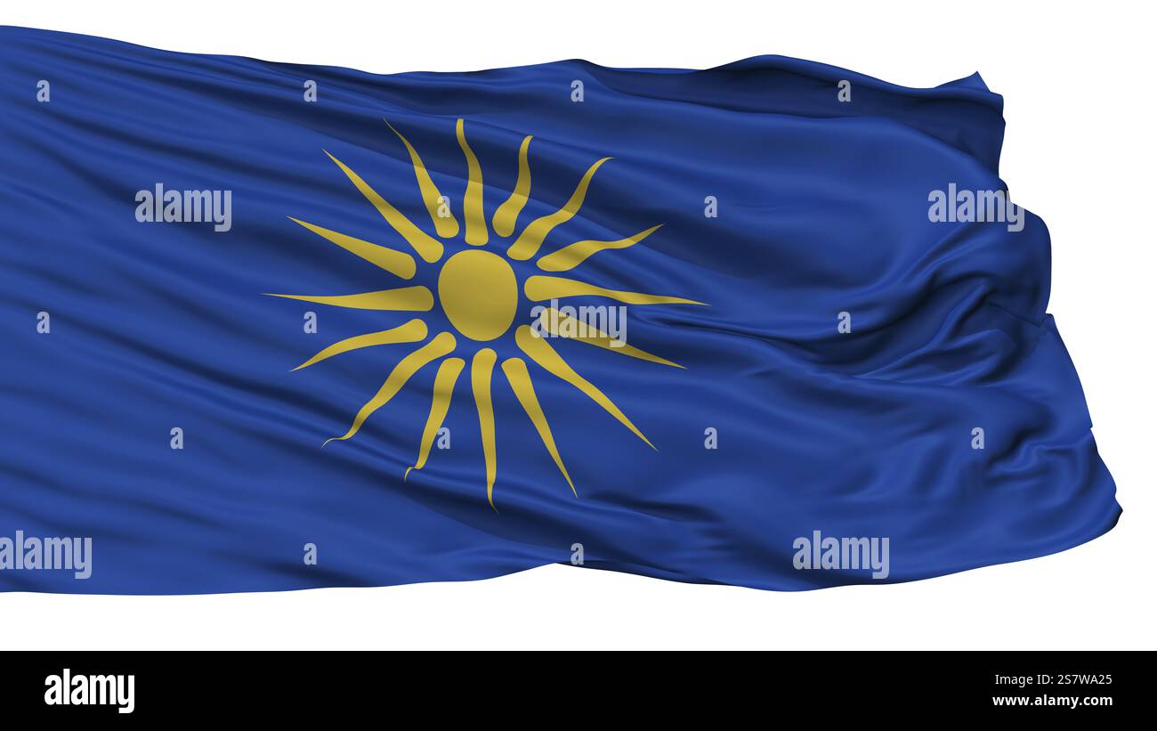 Griechische Mazedonische Flagge, Isoliert Auf Weißem Hintergrund Stockfoto