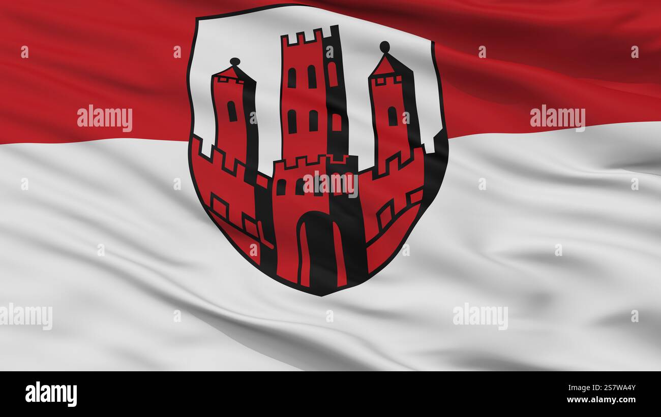Dinslaken City Flag, Land Deutschland, Großansicht, 3D-Rendering Stockfoto