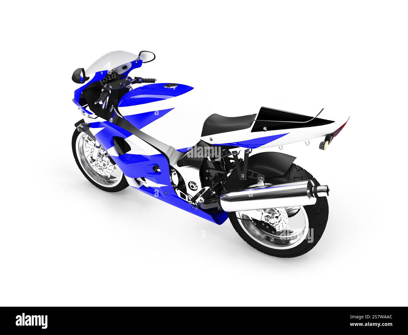 Isoliertes Motorrad auf weißem Hintergrund Stockfoto