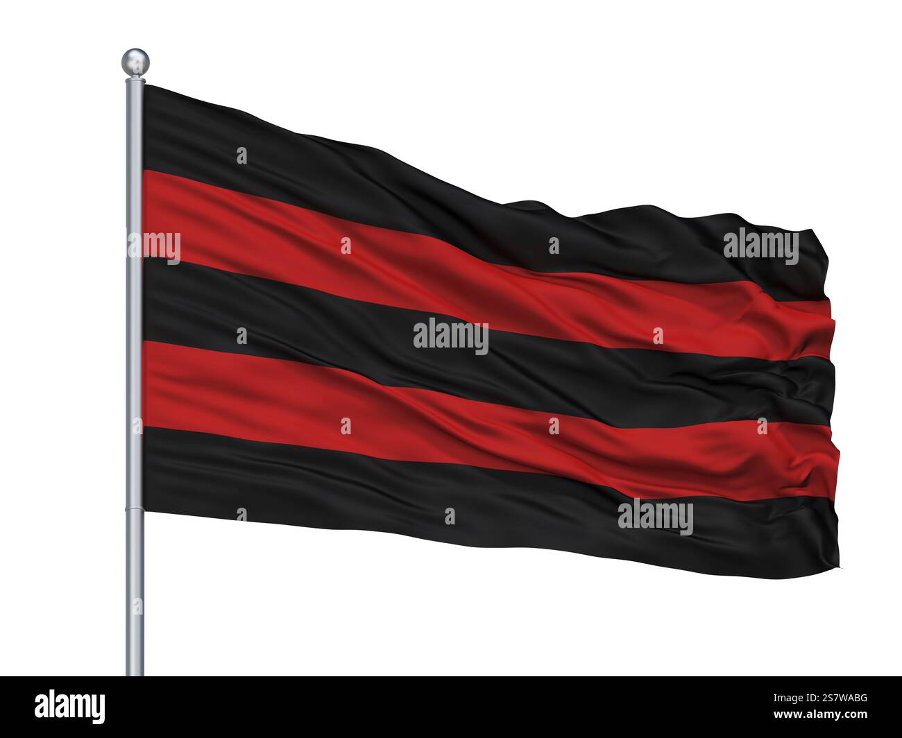 Scherpenheuvel Zichem City Flag am Fahnenmast, Land Belgien, isoliert auf weißem Hintergrund, 3D-Rendering Stockfoto