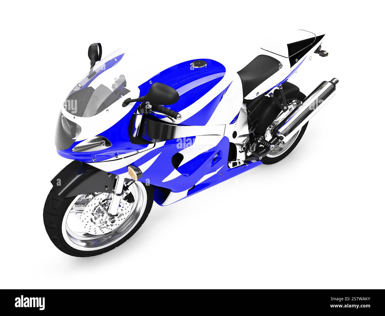 Isoliertes Motorrad auf weißem Hintergrund Stockfoto