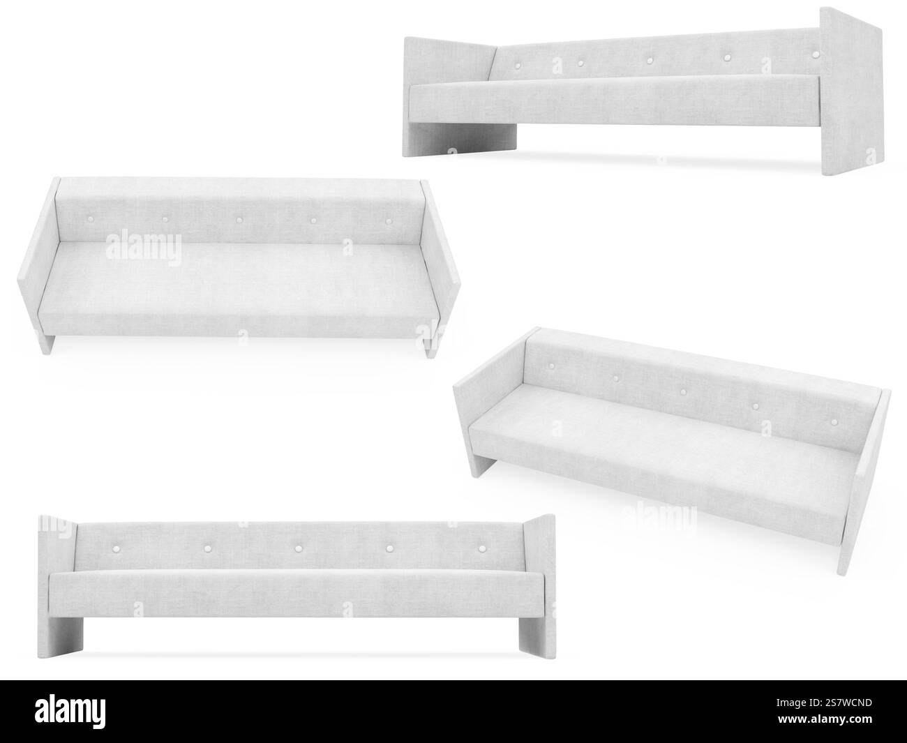 Isolierte Collage des Sofas auf weißem Hintergrund Stockfoto