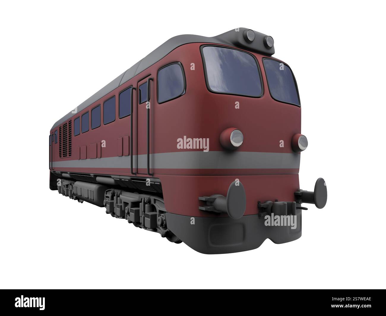 Isolierter roter Zug über weißem Hintergrund Stockfoto