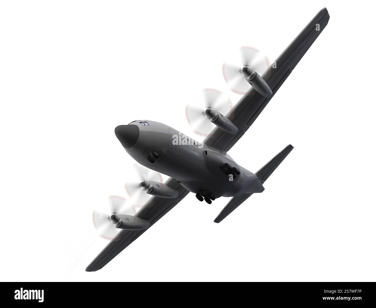 Isoliertes Militärflugzeug auf weißem Hintergrund Stockfoto