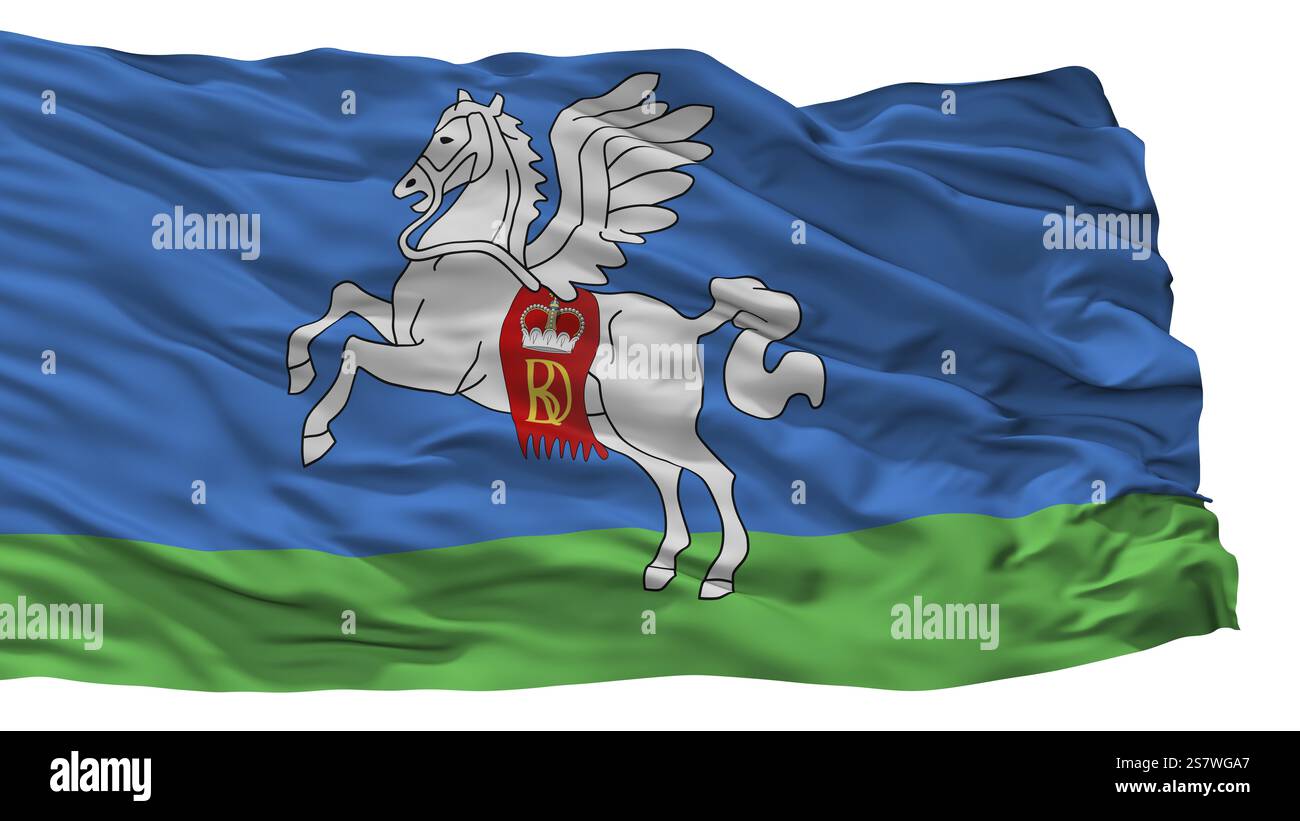 Slucak Stadt Flagge, Land Belarus, isoliert auf weißem Hintergrund Stockfoto