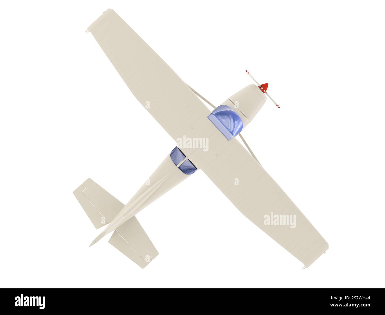 Isoliertes kleines Flugzeug auf weißem Hintergrund Stockfoto