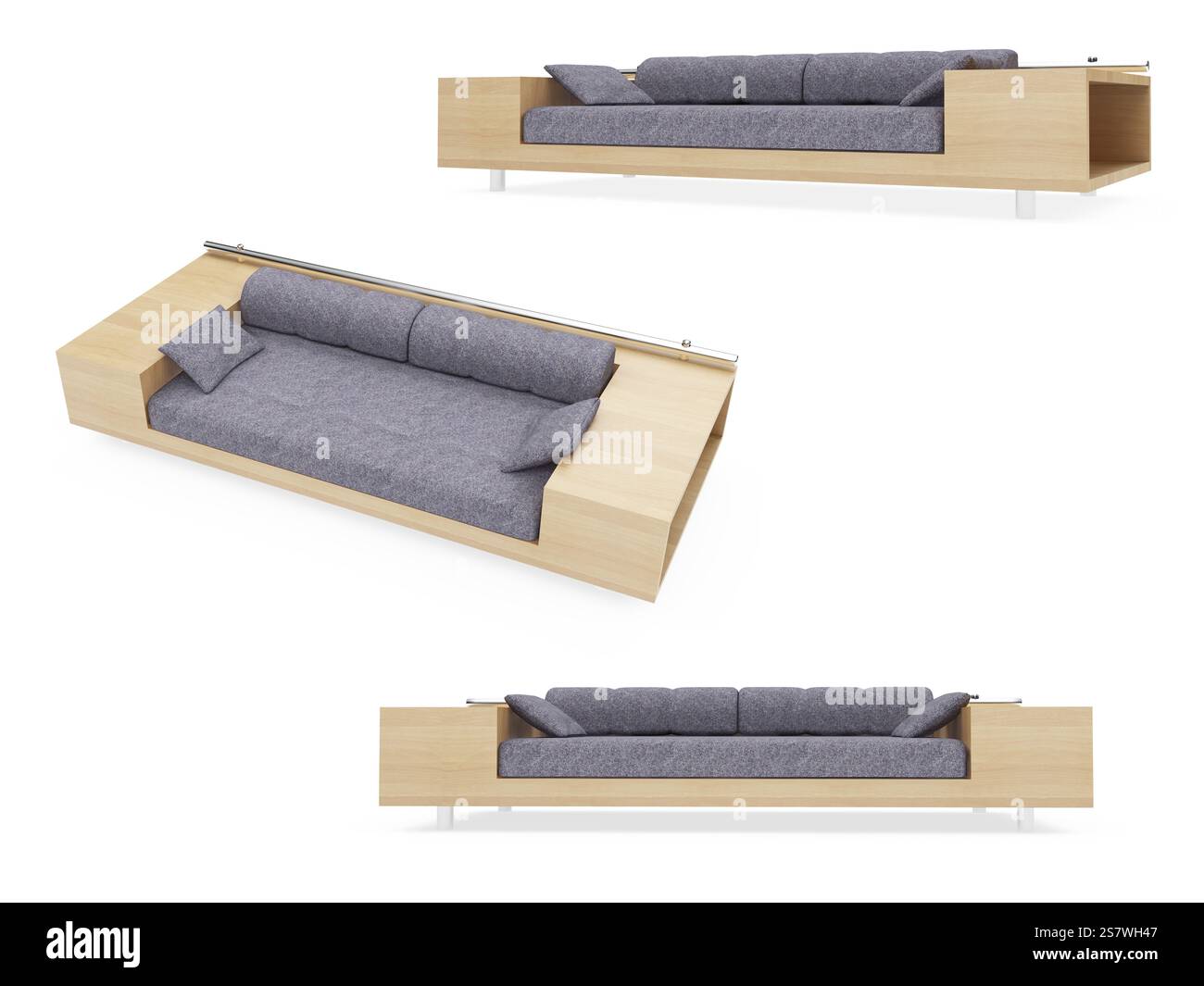 Isolierte Collage des Sofas auf weißem Hintergrund Stockfoto