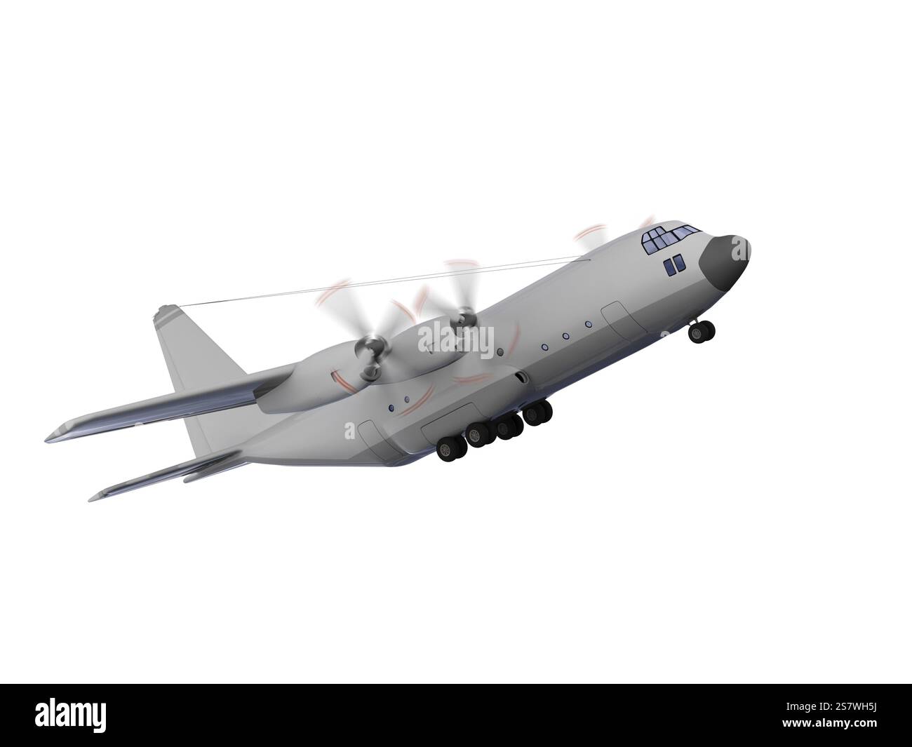 Isoliertes Militärflugzeug auf weißem Hintergrund Stockfoto