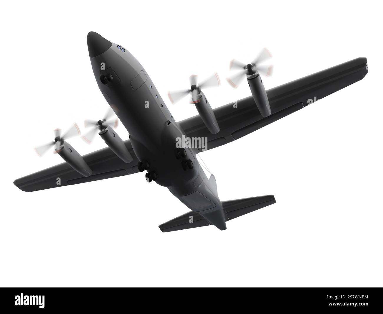 Isoliertes Militärflugzeug auf weißem Hintergrund Stockfoto