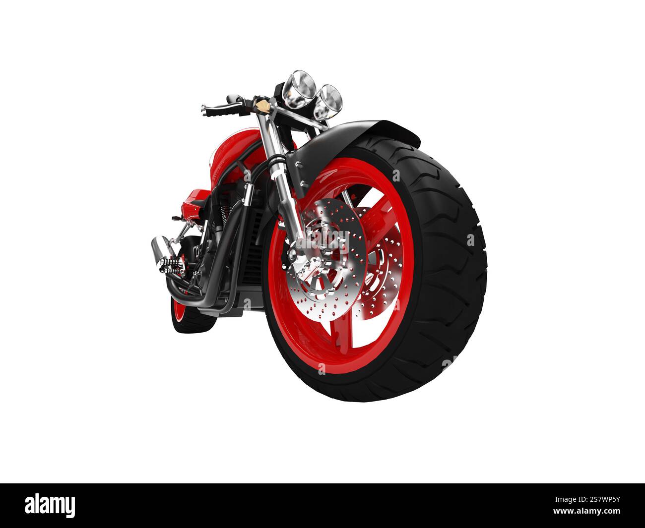 Isoliertes Motorrad auf weißem Hintergrund Stockfoto