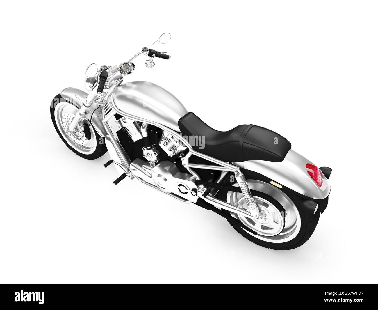 Isoliertes Motorrad auf weißem Hintergrund Stockfoto