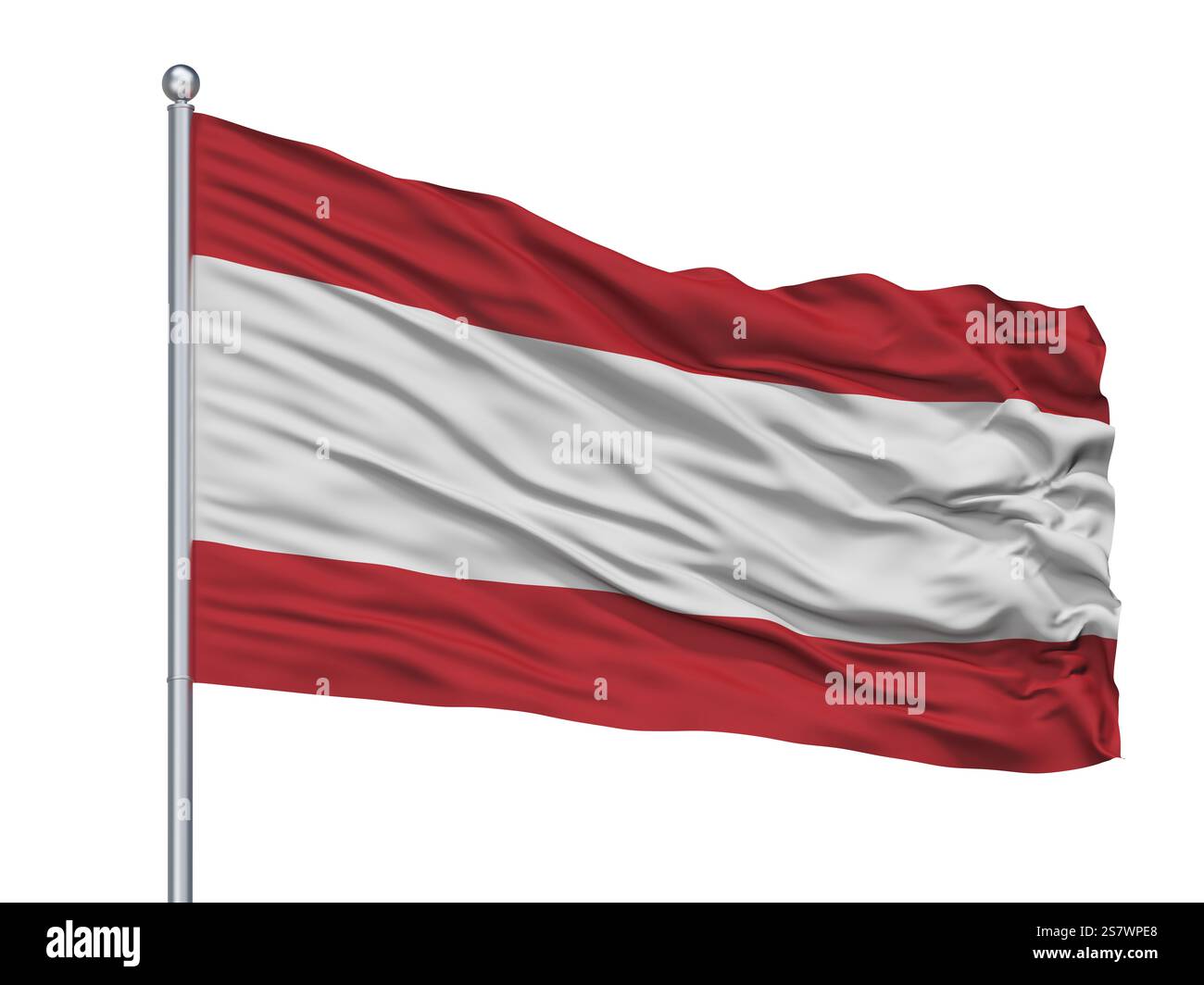Tahiti-Flagge Auf Fahnenmast, Isoliert Auf Weißem Hintergrund Stockfoto