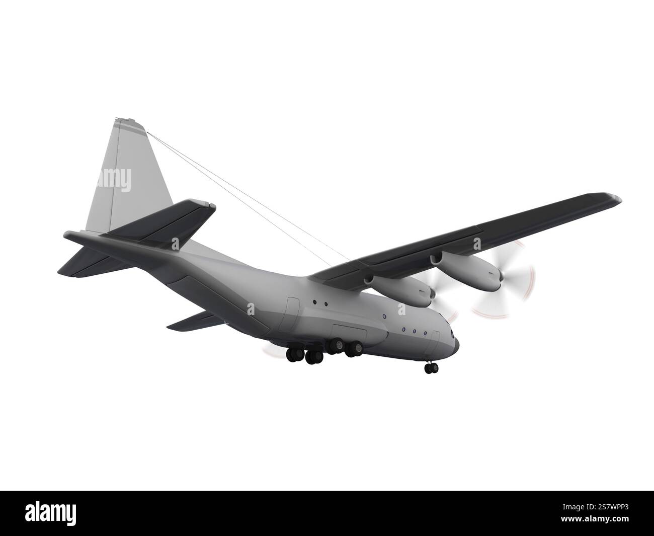 Isoliertes Militärflugzeug auf weißem Hintergrund Stockfoto