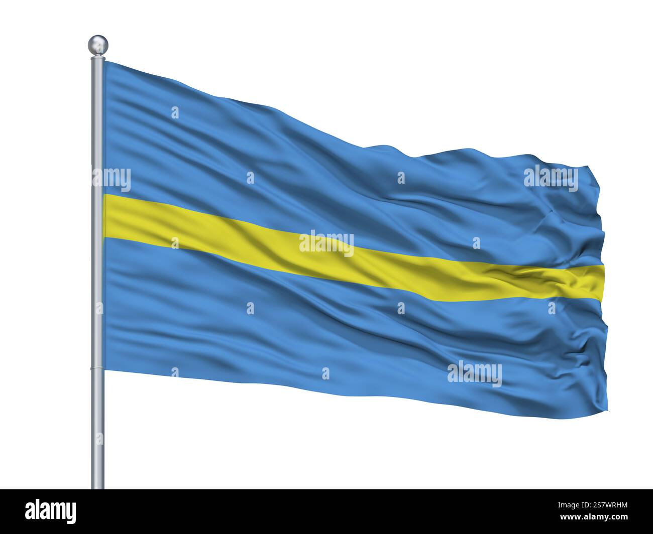 Rakvere Stadt Fahne Fahnenmast, Land Estland, isoliert auf weißem Hintergrund Stockfoto