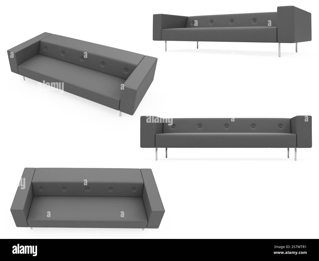 Isolierte Collage des Sofas auf weißem Hintergrund Stockfoto