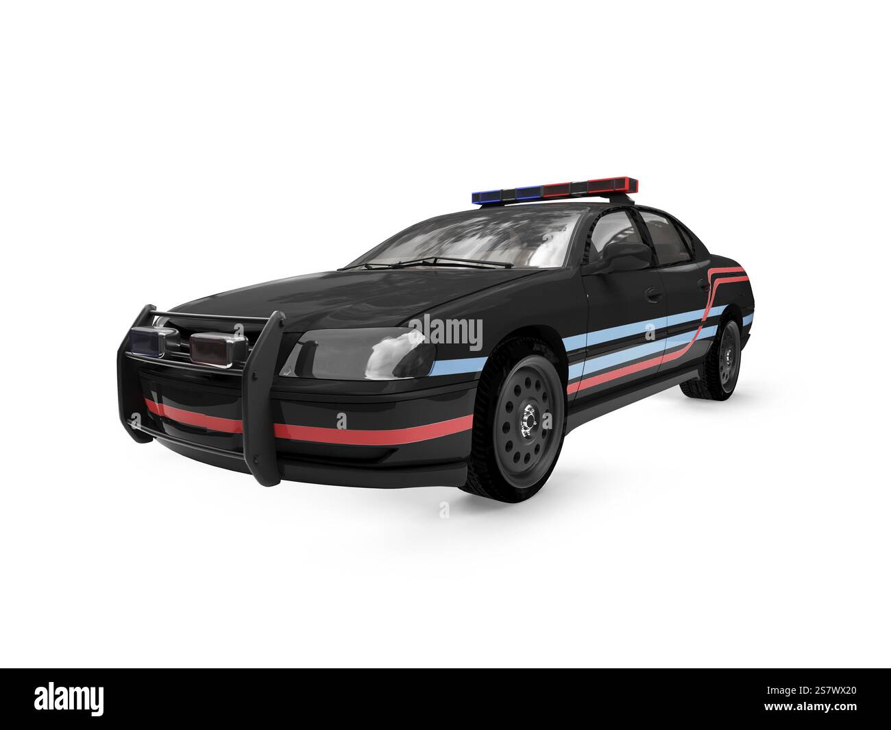 Isoliertes Polizeiauto auf weißem Hintergrund Stockfoto