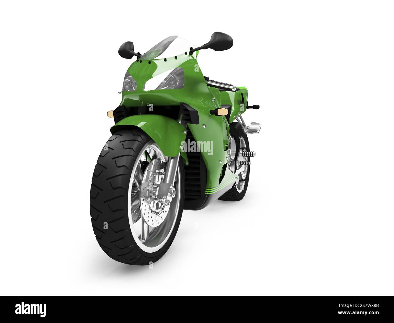 Isoliertes Motorrad auf weißem Hintergrund Stockfoto