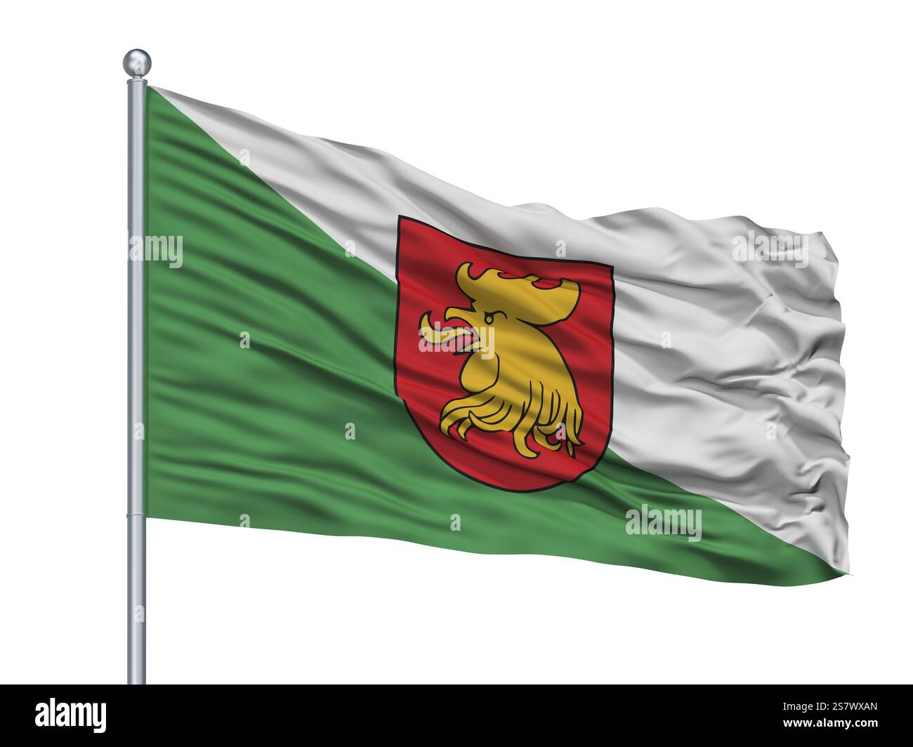 Balvi Stadt Fahne Fahnenmast, Land, Lettland, isoliert auf weißem Hintergrund Stockfoto