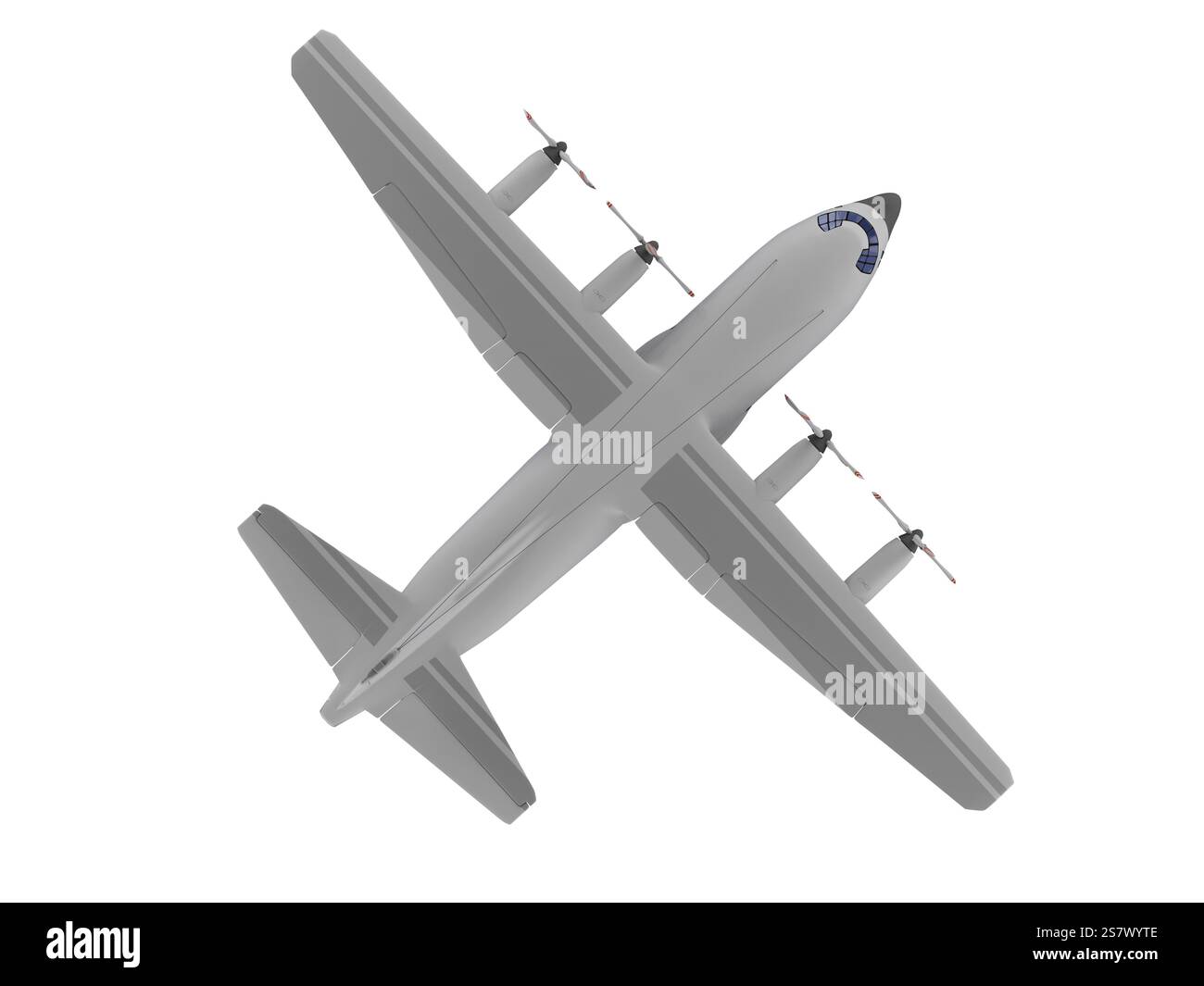 Isoliertes Militärflugzeug auf weißem Hintergrund Stockfoto