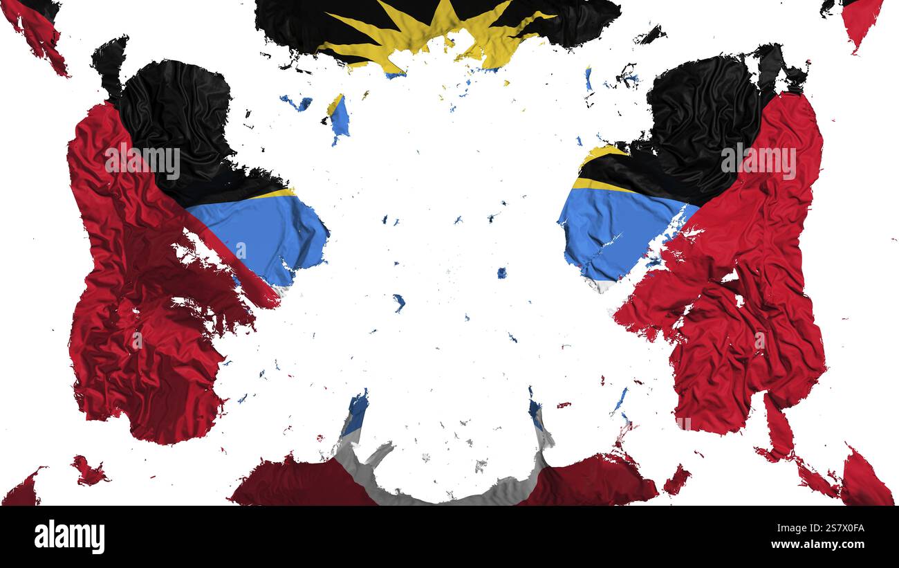 Zerstreut Antigua und Barbuda Flagge, weißer Hintergrund, 3D-Rendering Stockfoto