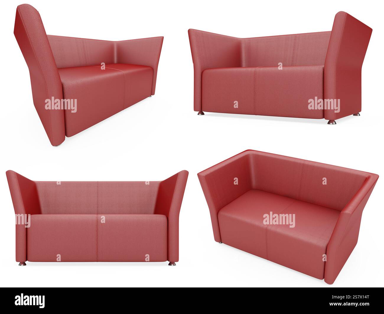 Isolierte Collage des Sofas auf weißem Hintergrund Stockfoto