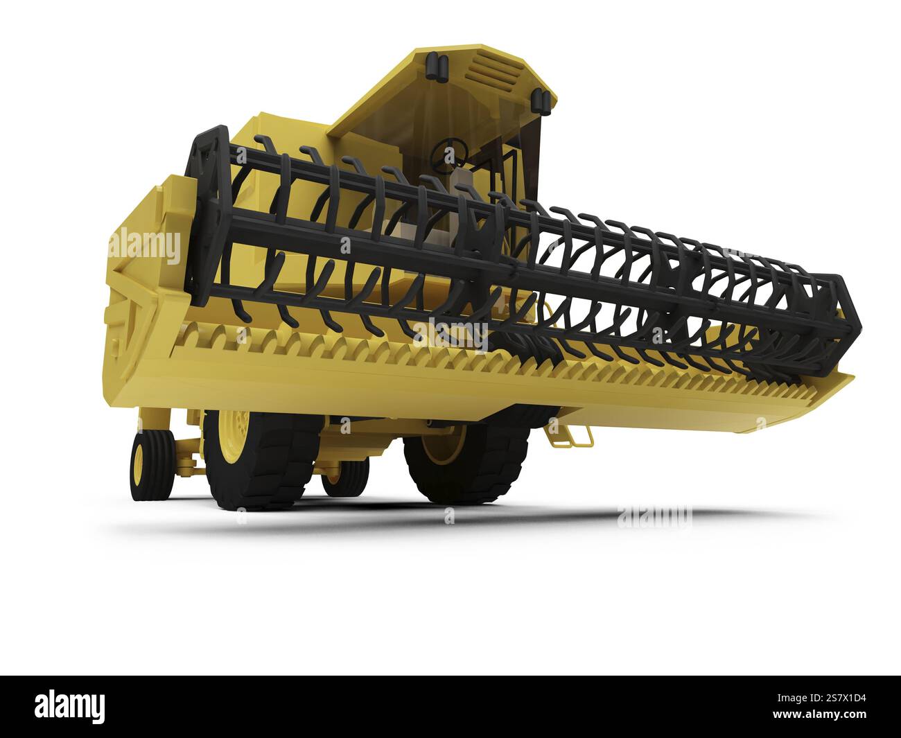 Isolierter Mähdrescher auf weißem Hintergrund Stockfoto
