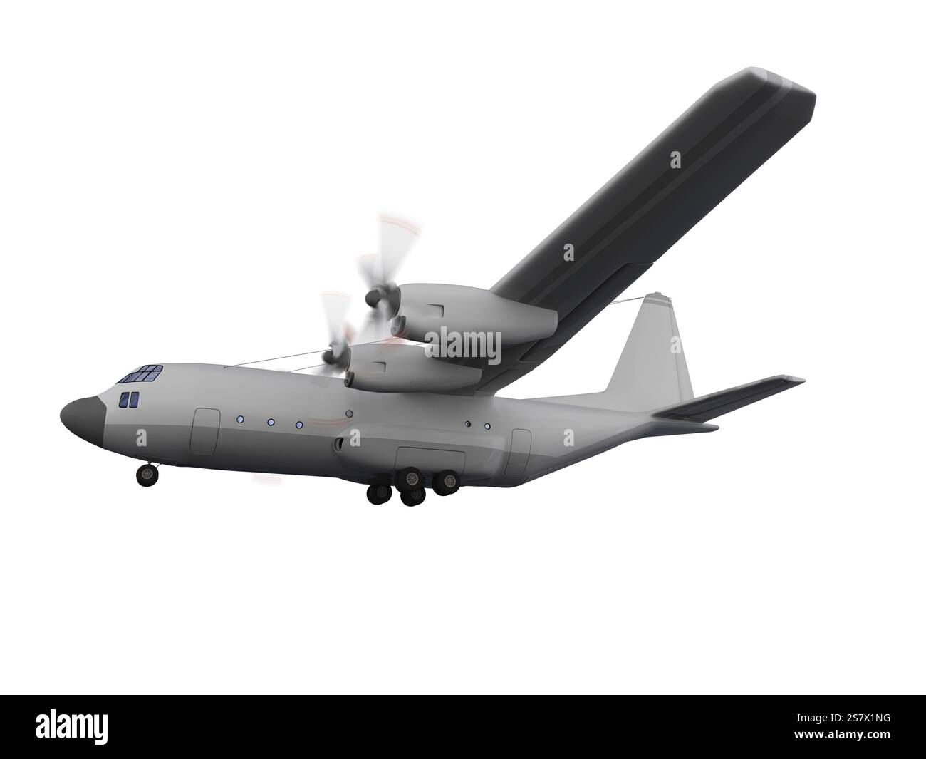 Isoliertes Militärflugzeug auf weißem Hintergrund Stockfoto