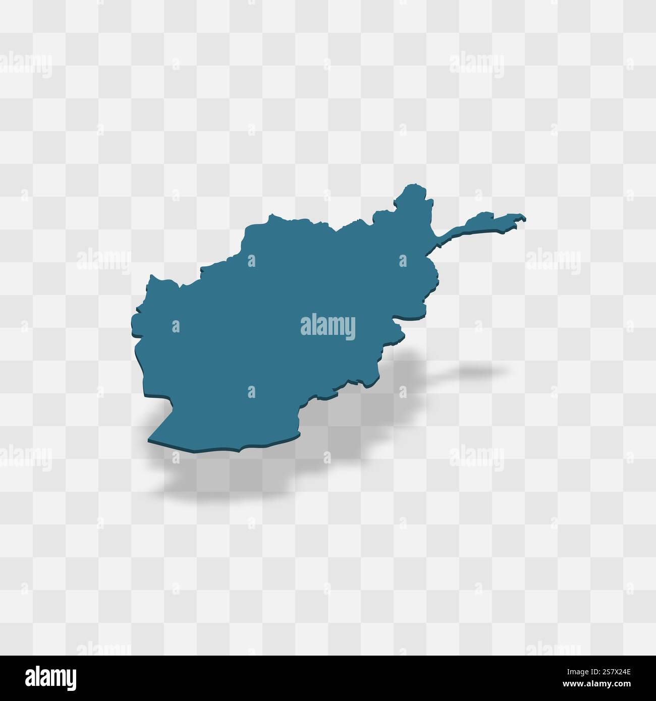 Afghanistan hohe detaillierte Vektordarstellung der Ländersilhouette. 3D-Karte auf transparentem Hintergrund mit fallendem Schatten. Für Bildungs-, dekorative oder informative Zwecke. Stock Vektor
