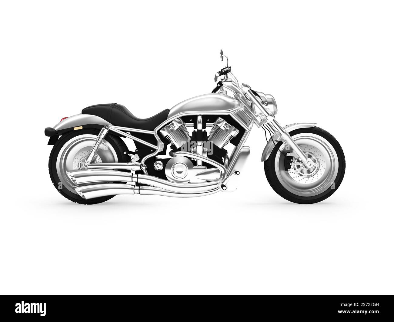 Isoliertes Motorrad auf weißem Hintergrund Stockfoto