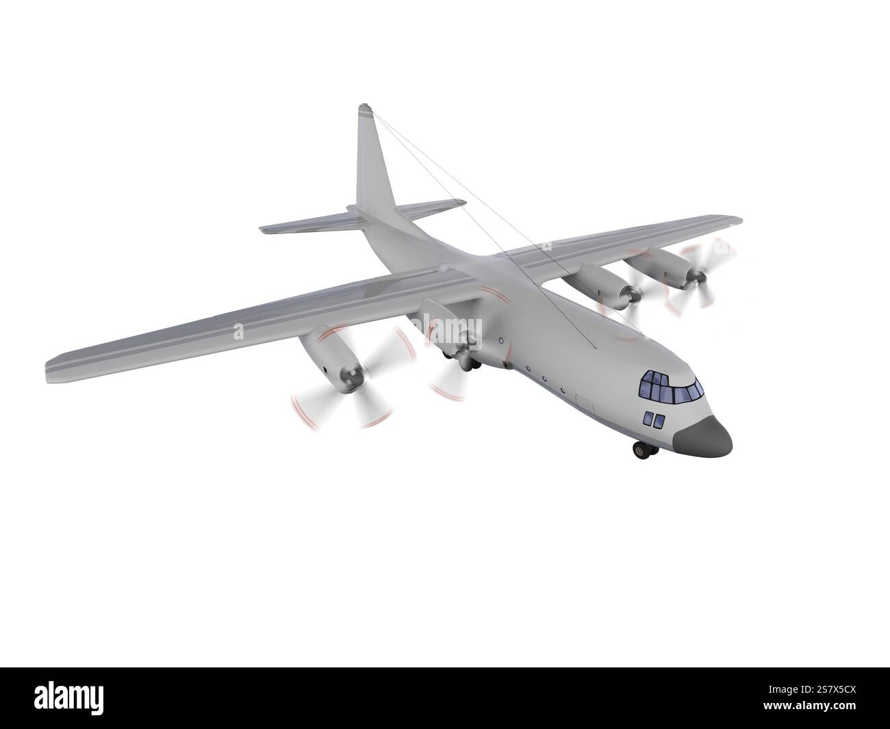 Isoliertes Militärflugzeug auf weißem Hintergrund Stockfoto