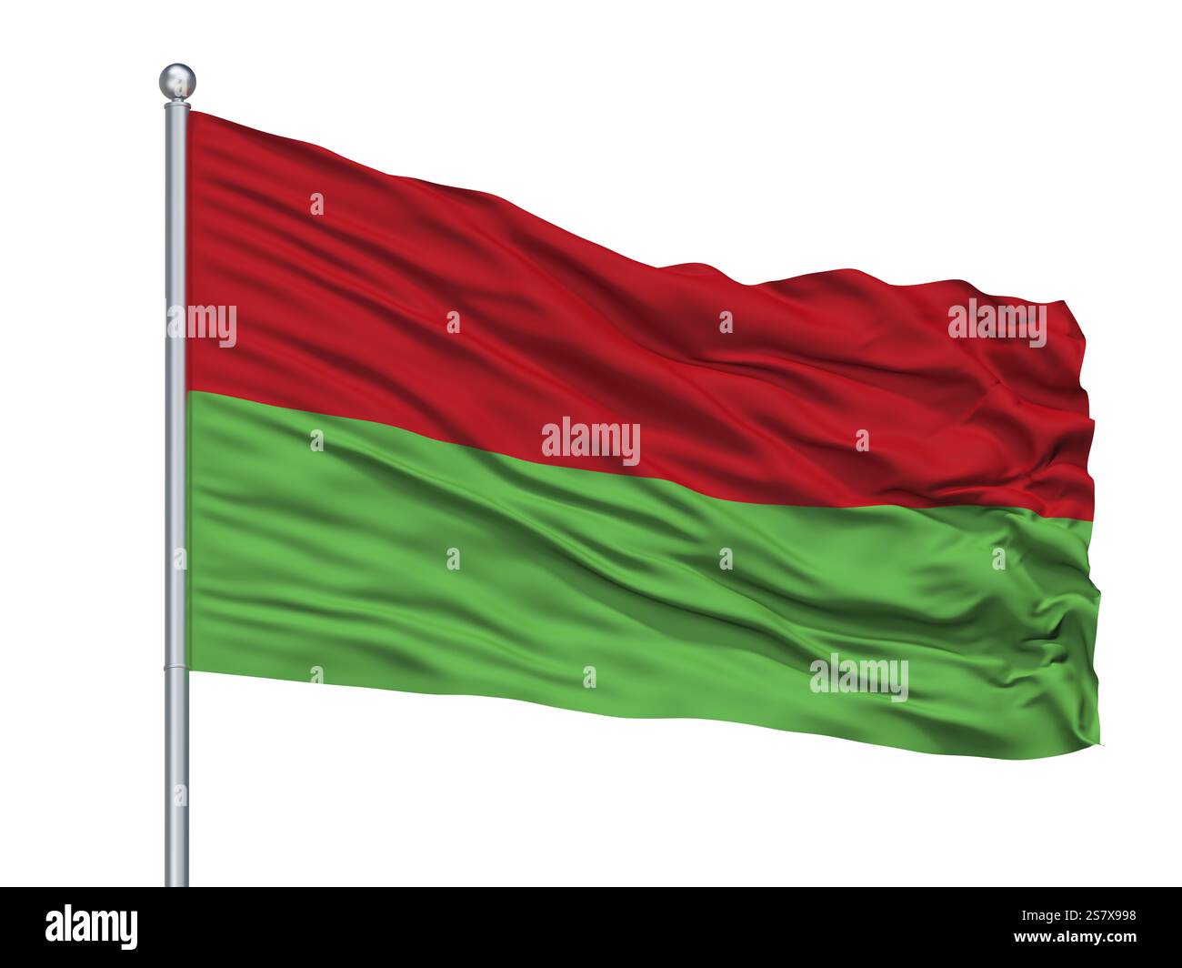 Fiktive Osmanische Flagge Auf Fahnenmast, Isoliert Auf Weißem Hintergrund Stockfoto