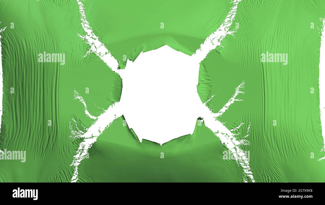 Grüne Farbmarkierung mit einer Bohrung, weißer Hintergrund, 3D-Rendering Stockfoto