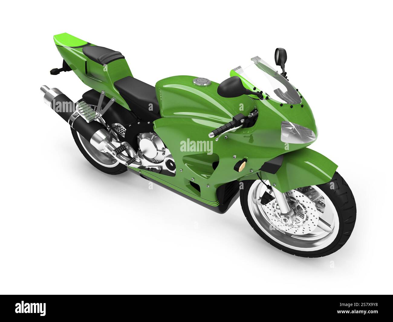 Isoliertes Motorrad auf weißem Hintergrund Stockfoto